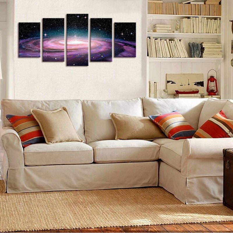 Visual Art Decor 5 piece Canvas Wall Art Starry Galaxy Universe Space Picture Prints Home Office Living Room Wall Decoration Framed Artwork for Walls (50inch width x 24inch height) - Image 3